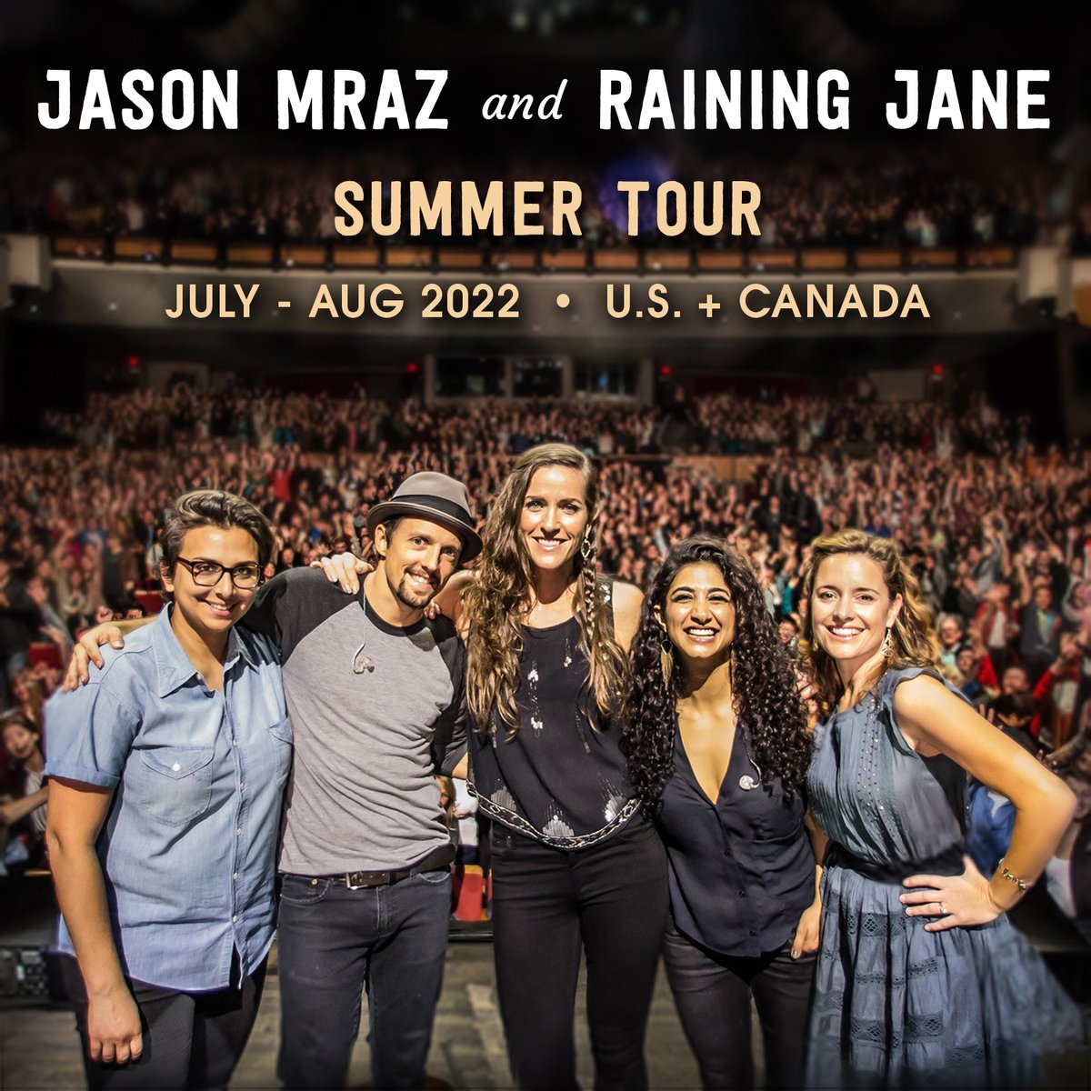 RainingJane's tweet image. Jason &amp;amp; Jane are taking the show on the road! July-Aug 2022 (U.S. + Canada) with @jason_mraz  TICKETS + INFO here: lalalalivesongs2022.tix.to/Tour