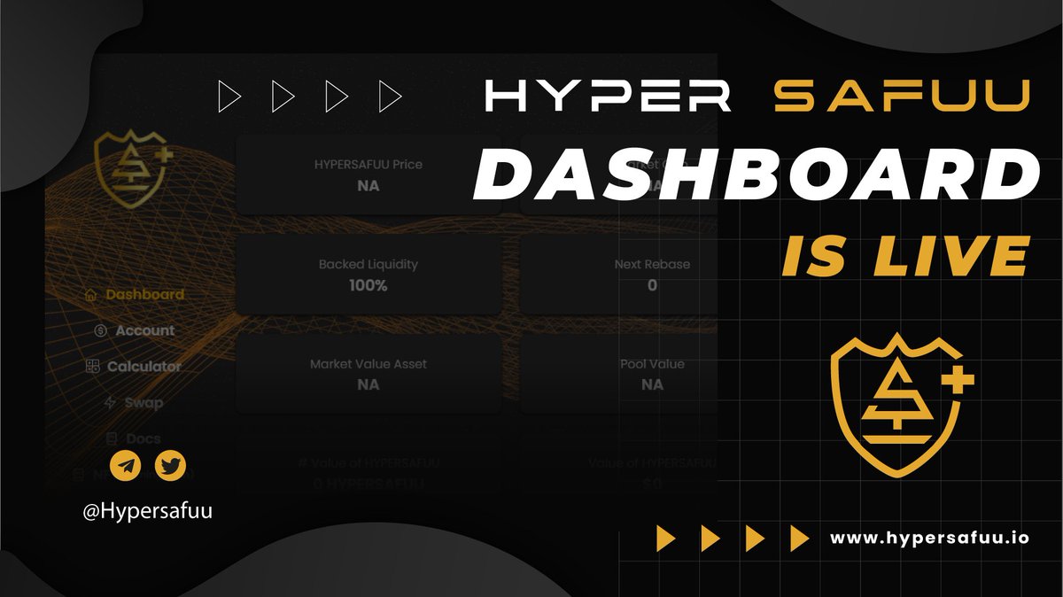 ❗️HyperSafuu DASHBOARD ❗️

The work on the HyperSafuu Dashboard has been completed, the first version of the Dapp is ready and fully operating.

Link: app.hypersafuu.io

#HyperSafuu #presale #shitcoin #BSC