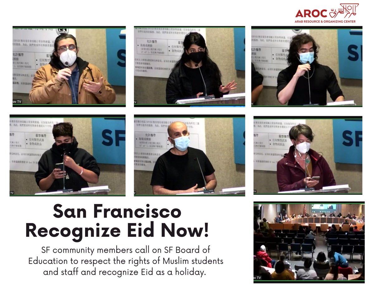 Did you know that Eid is not recognized as a holiday in San Francisco public schools? Support SF families by joining us in calling on @SFUnified to respect Arab, Muslim families and staff today. #ArabHeritageMonth