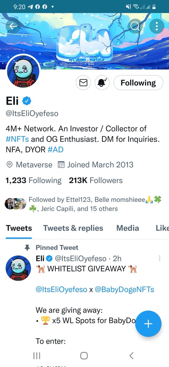 CheA0182's tweet photo. @ItsEliOyefeso @BabyDogeNFTs @CJ_Crypto_lover 
@cryptoflash88 
@Manyeng27 https://t.co/MhIg9BP92K
