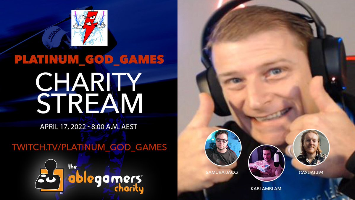 PlatinumGodGame's tweet photo. That's right folks, I'm doing a #Charity #Golf #STREAM this Sunday 8am aest for #AbleGamers with 3 #awesome #Streamers @KaBlamBlam @SamuraiJacq_ @CasualJ94 and if we hit the $600 mark, there will be hair dye involved. #Giveaways #PGATOUR2K21 @TheLycanPack @snapsquadgaming https://t.co/YneuVQTeeX