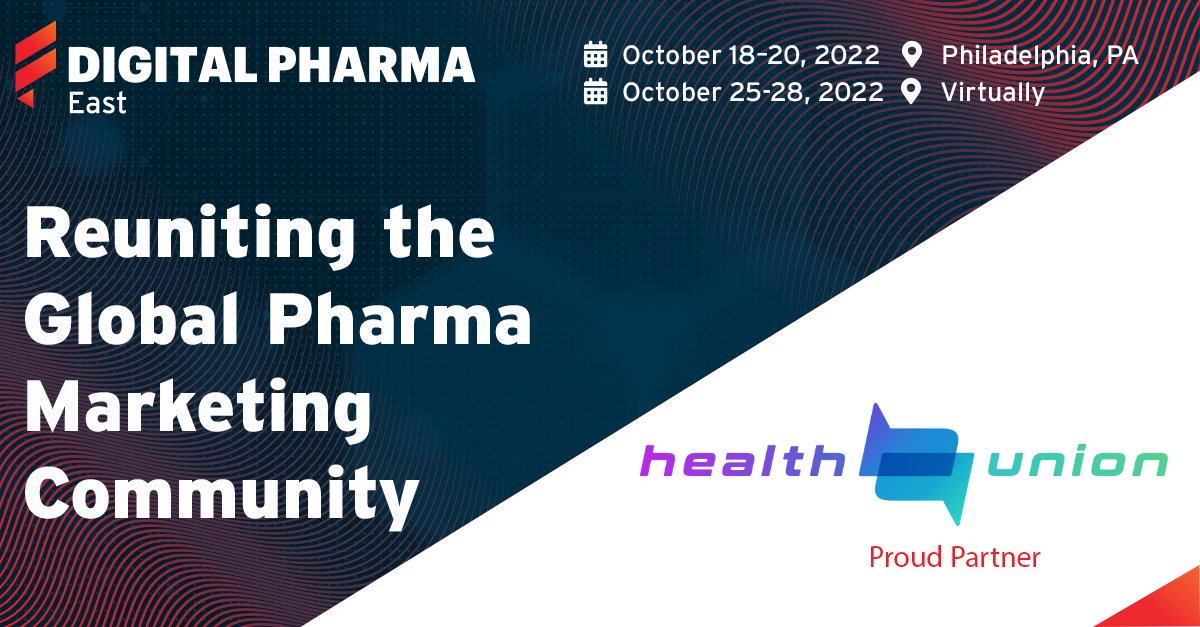 FiercePharmaMkt's tweet photo. We are so excited to welcome @HealthUnion as a proud premier gold partner of Digital Pharma East! For more information on this must-attend event and to register now, visit: https://t.co/fx5sAQsUTj

#DPEast #DigitalPharma #DigPharm #pharmamarketing #digitalmarketing #digitalhealth https://t.co/X4dodNrMKU