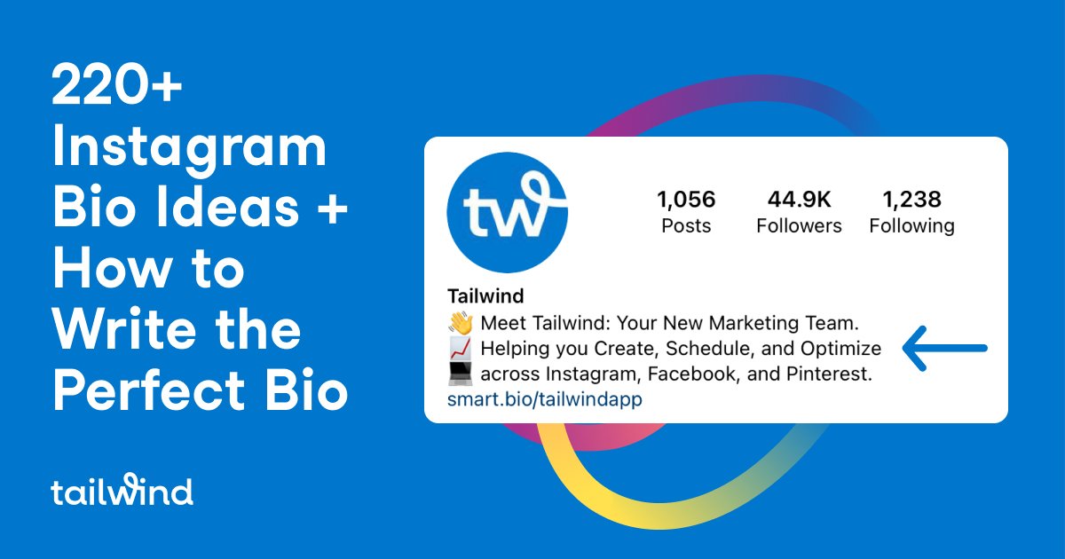 TailwindApp's tweet photo. Dealing with writer's block while trying to create the perfect Instagram bio? Here are 220+ examples and 🔥 tips to craft a bio unique to you! #instagrambio #biotips 220+ Instagram Bio Ideas + How to Write the Perfect Bio https://t.co/XI6qquNv5E https://t.co/73hnEqQVNM