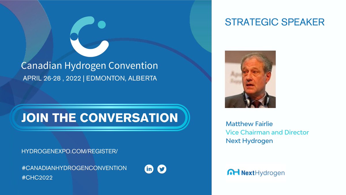 Canadian Hydrogen Convention (@hydrogen_expo) on Twitter photo We’re happy to announce Matthew Fairlie, <a href="/NextHydrogen/">Next Hydrogen</a> will be joining our Strategic Conference at the #CanadianHydrogenConvention, April 26-27, 2022. Register now to participate in the session live & in person: hydrogenexpo.com/register/
#CHC2022 #energy #conference #hydrogenevent We’re happy to announce Matthew Fairlie, <a href="/NextHydrogen/">Next Hydrogen</a> will be joining our Strategic Conference at the #CanadianHydrogenConvention, April 26-27, 2022. Register now to participate in the session live & in person: hydrogenexpo.com/register/
#CHC2022 #energy #conference #hydrogenevent