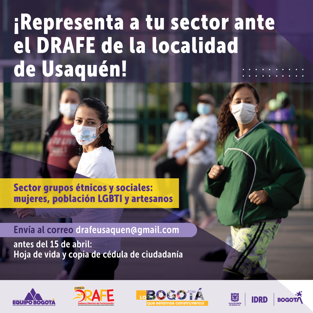 IDRD's tweet photo. 👉Si vives en Usaquén o Tunjuelito: ¡es hora de participar! Estamos en búsqueda de representantes ante el Consejo Local DRAFE. 🚴‍♀️⚽Envía tu hoja de vida al correo de tu localidad antes de las fechas mencionadas.📄

#BogotáParticipa #SomosEquipoBogotá https://t.co/94CSbwrhew