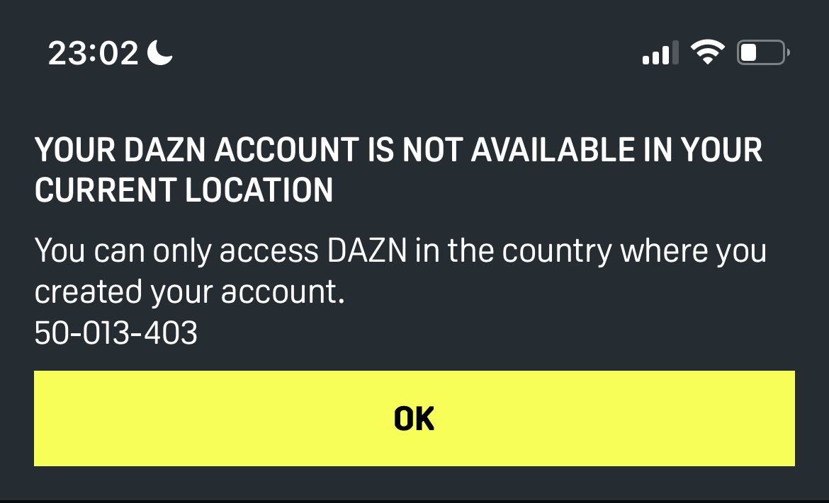 ⁦<a href="/DAZN_DE_Help/">DAZN HELP DE</a>⁩ äh, was bitte?!? Ich bin im Urlaub und werde mitten in der Verlängerung mit dieser Meldung ausgeloggt?!? Aus meinem Account den ich seit Jahren bezahle??