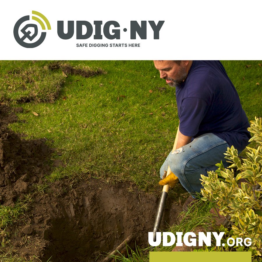 NYSEG reminds homeowners and contractors starting any projects that involve excavation or digging to have underground utilities marked to prevent damage. The service is free. To schedule visit udigny.org or call 811, two to ten working days before digging begins.