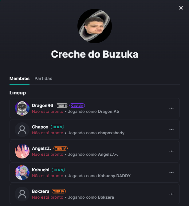 NovaSixR6's tweet photo. 📋 EQUIPE: #CrecheDoBuzuka
🇧🇷 @DragoNR6_
🇧🇷 @Chapox_R6
🇧🇷 @AngelzZfps
🇧🇷 @KobuchiR6
🇧🇷 @Bokzera https://t.co/yEV46iw582