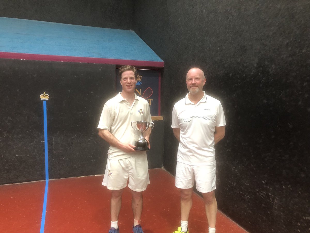 El Classico- Ed Turner wrests the Thurlow Champness off Charlie D’Oyly in fantastic match. One set all,5-5,deuce and not a hair between them but Ed squeaked home. Well played both.#nrtc #realtennis #newmarket
