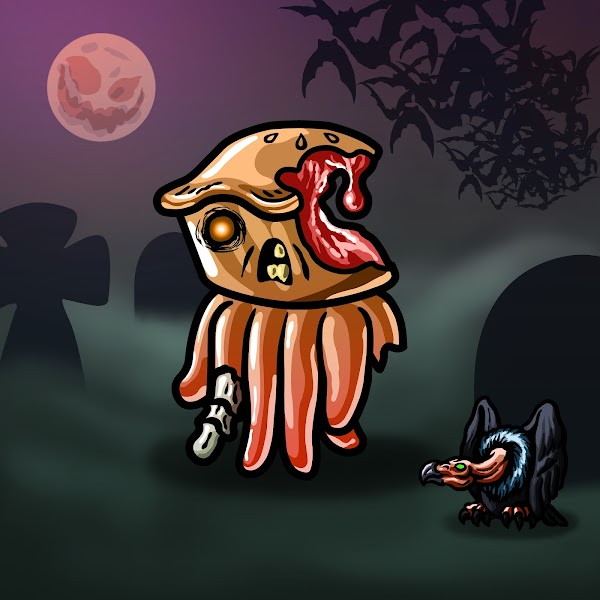 l3luel3lazer's tweet photo. Zompies crave one thing: warm pie filling!
Beware the #zompie and their vulture scouts.
#CompanionTuesday @PielandNFT https://t.co/BV9ObX6uE6
