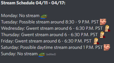 Stellabrate88's tweet photo. Haven't had a chance to play much of the new patch but  have some free time and planning on jamming this week. Here is my stream schedule: https://t.co/1mxMwiqqLv