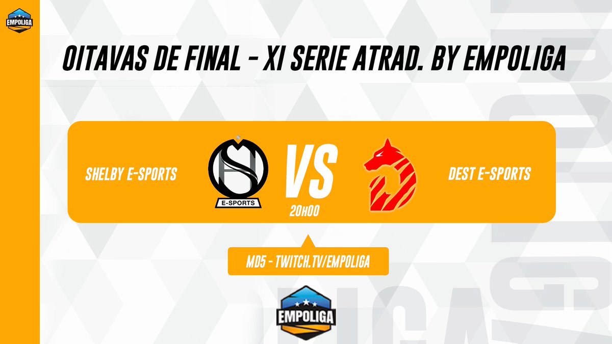 EmpoligaVP's tweet photo. Bora conferir a agenda do dia de Playoffs da #Empoliga Tradicional? Mais 3 jogos hoje!
Pela série A, a estreante em Série A @destEsports desafia a favorita e tradicional @ShelbyEsports por uma vaga nas quartas de final!
A partir das 20h00 em https://t.co/yLHOUwyPVr ! https://t.co/p7OeSsREP9