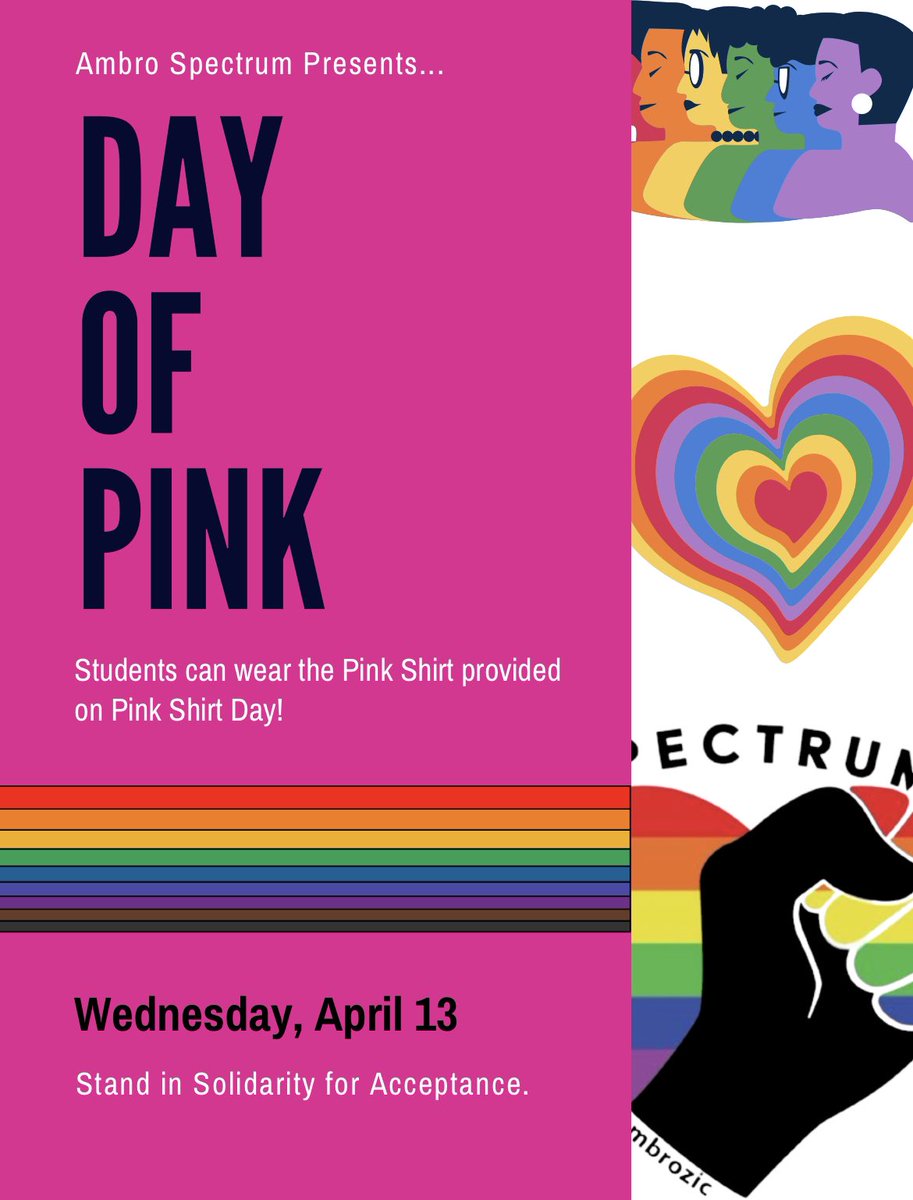 CardinalAmbro's tweet photo. International Day of Pink! April 13th RiverHawks are encouraged to wear the Pink “God is Love “shirts that they were gifted last month with uniform pants and shoes tomorrow Wednesday April 13th. https://t.co/Y7GWuz3fJv