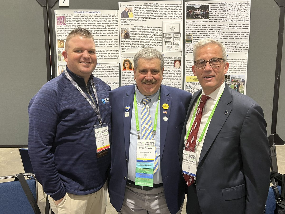 KimmelCancerCtr's tweet photo. Great to see Lou Lanza presenting his patient advocacy project as part of the @AACR Scientist <-> Survivor Program at #AACR22 #AACRSSP https://t.co/40OHAOArVc