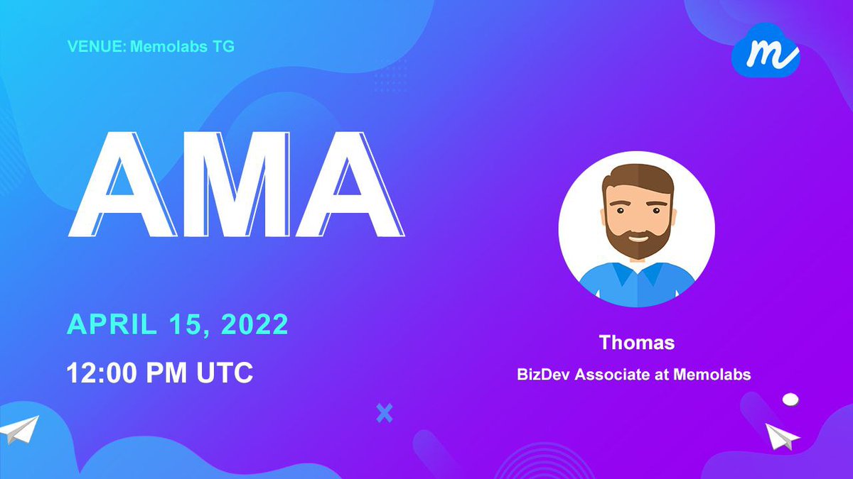 MemoLabsOrg's tweet photo. Join us later this Friday in an AMA section as we talk about the following:  

📌Megrez Testnet and it's Updated Features 
📍Memolabs Technology 
🔗Giveaway Campaign

🗓Date: 15th April, 2022. 

⏱Time: 12:00 PM UTC

Venue: https://t.co/2DzJPmvohq https://t.co/tVfbfnDIZT