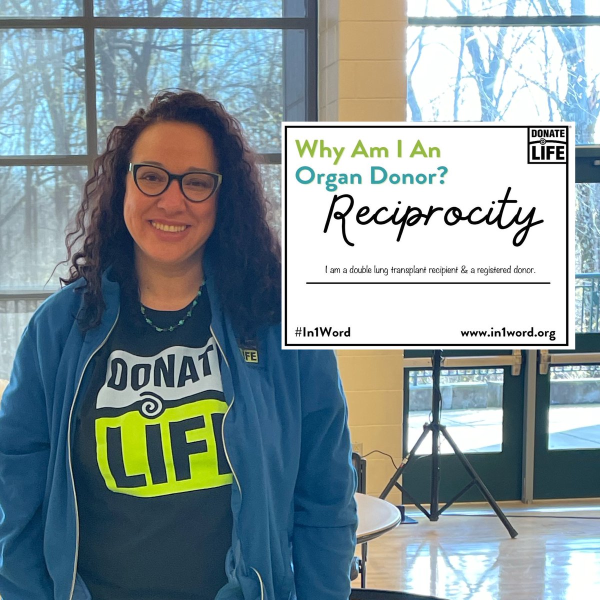 FreeStateFort's tweet photo. #In1Word Reciprocity. I’m a double Lung transplant recipient & a Registered #OrganDonor https://t.co/0DMtFn0dTg