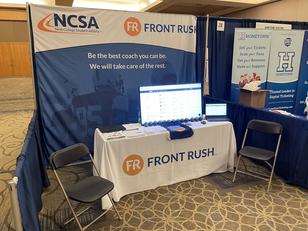 CoachSnik_NCSA's tweet photo. Convention #2 is underway! @NJCAA coaches and ADs, stop by booth 29 in the convention hall to learn more about how @ncsa and @FrontRush can support in your programs recruiting efforts! #NCSA #FrontRush #NJCAAConvention #Recruiting https://t.co/a9SaZzm3R8