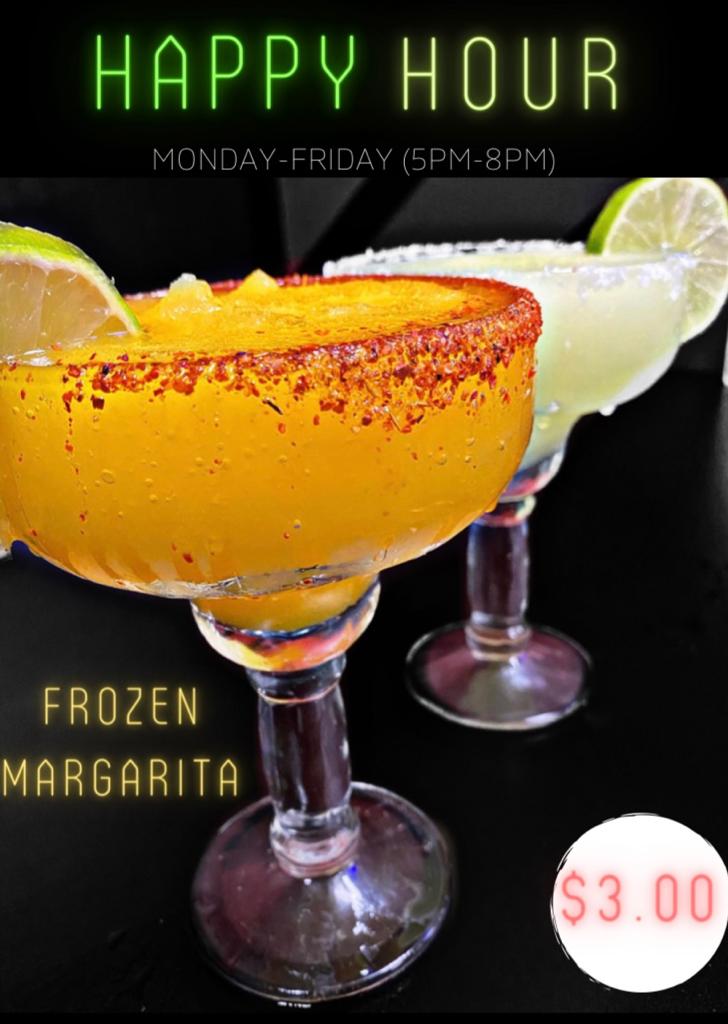 GrillTsunami's tweet photo. Just wanted to do a reminder that we have happy hour from 5-8 pm for our mango and lime margaritas! $3.00 for a margarita sounds like a great deal and it absolutely is! Come in and get one! We also have to go pouches for $10.00 as it fits two margaritas🍹🍷 https://t.co/CQAlQYLocP