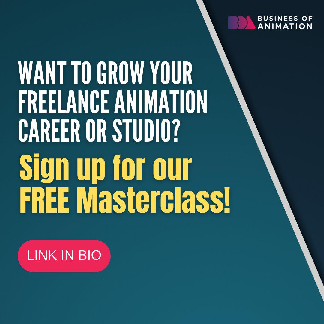 animationbiz's tweet image. Want to Grow Your Freelance Animation Career or Studio? Sign up for our FREE Masterclass! Link in Bio.

#AnimationBusinessTraining #AnimationBusinessWorkshop #AnimationBusinessMasterclass #AnimatorsBusinessCareer #AnimationBusinessCareer
