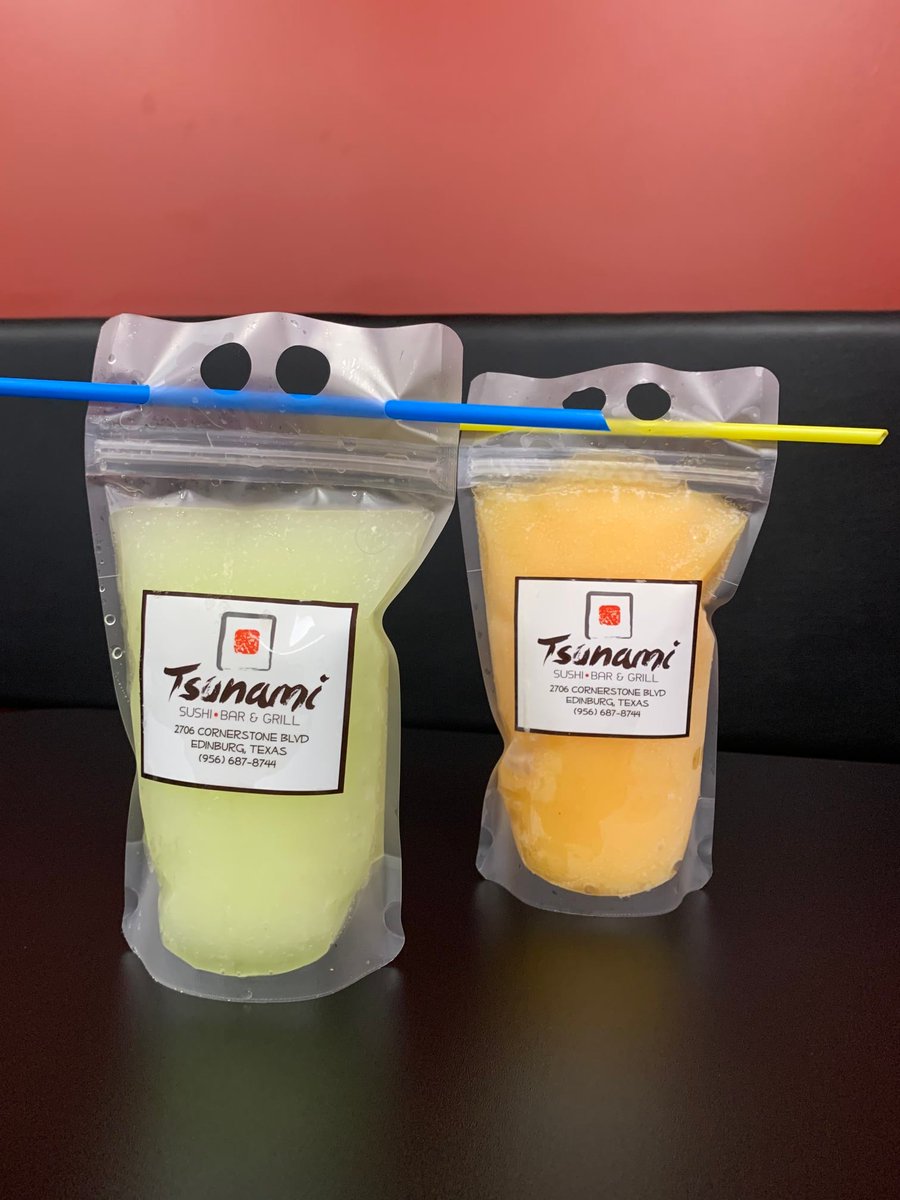 GrillTsunami's tweet photo. Just wanted to do a reminder that we have happy hour from 5-8 pm for our mango and lime margaritas! $3.00 for a margarita sounds like a great deal and it absolutely is! Come in and get one! We also have to go pouches for $10.00 as it fits two margaritas🍹🍷 https://t.co/CQAlQYLocP