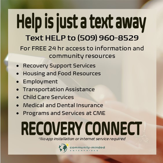 CME_Spokane's tweet photo. @CME_Spokane is launching a new communication tool to connect our clients with community resources.  
Text HELP to 509-960-8529 for 24 hr access to information. https://t.co/AcZH4i8zaM