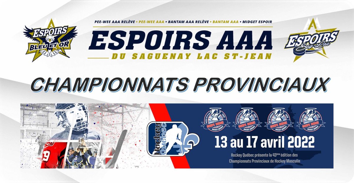 elitesjonquiere's tweet photo. CHAMPIONNATS PROVINCIAUX

L'organisation des Élites de Jonquière souhaite un bon succès à toutes nos équipes de la structure Espoirs AAA du Saguenay Lac St Jean pour les Championnat Provinciaux qui s’amorcent demain.

https://t.co/TvKTwABVJI

Bonne chance 🏒🥅 https://t.co/MlgSiZSp9A