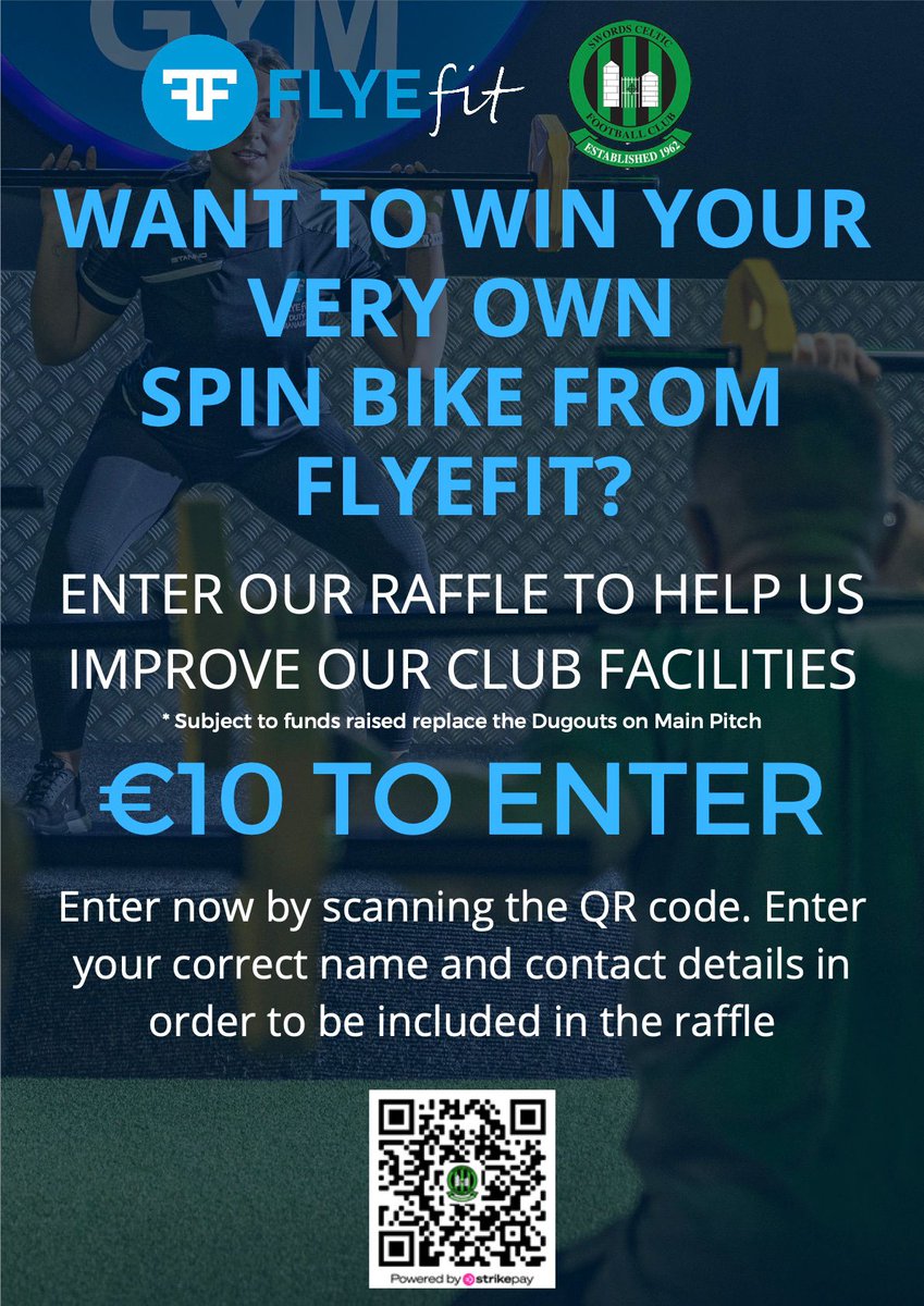 Swords_CelticFC's tweet photo. Please scan QR code to participate 🙏 💚🖤

#flyefit 
#strikepay https://t.co/AQm7yn6vQz