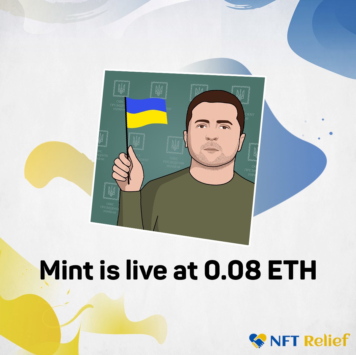 nftreliefio's tweet photo. Our collection NFT Relief (https://t.co/KqwxjIKATB) is live and minting. 100% of all revenue will be donated for food relief to Ukrainian Refugees. 

You will have a memory, forever embedded on the blockchain, of the moment you helped! 🇺🇦
#Zelenskyy #Ukraine #NFT #NFTCommunity https://t.co/3hx3FOkvi5