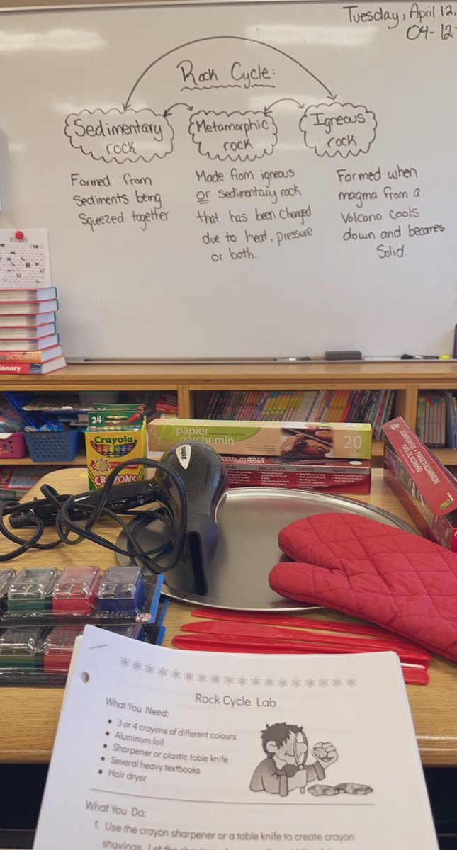 MsAlabbas_'s tweet photo. Easy and fun little activity for science! 

Grade 4s modelled the rock cycle using crayons! 

#Science #RocksandMinerals https://t.co/Ev95owYDXU