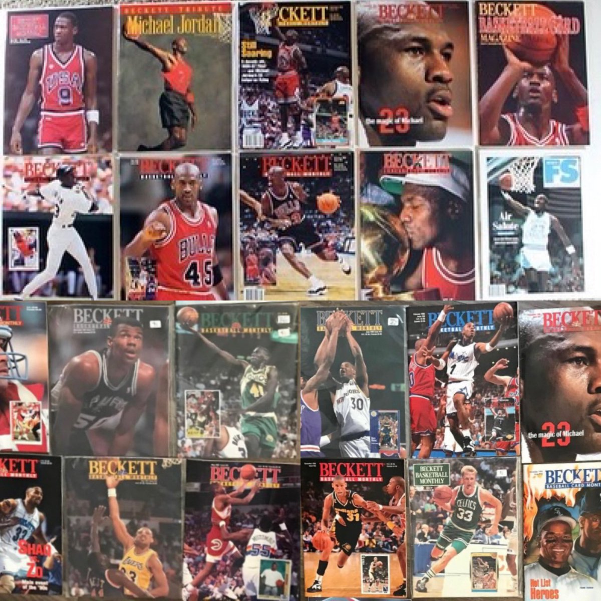 TotemPoleNation's tweet photo. Pretty cool @beckettcollect Magazines collection me and my dad started! Gonna send some of these off to get graded by @CGC_SI! #JordanCards https://t.co/fZNwgPtaGz