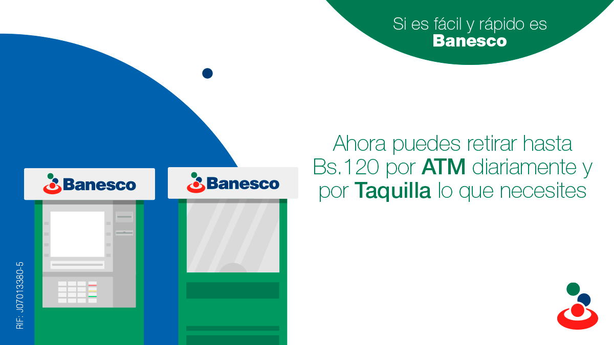 Banco Banesco aumenta el limite de retiro por cajero automático