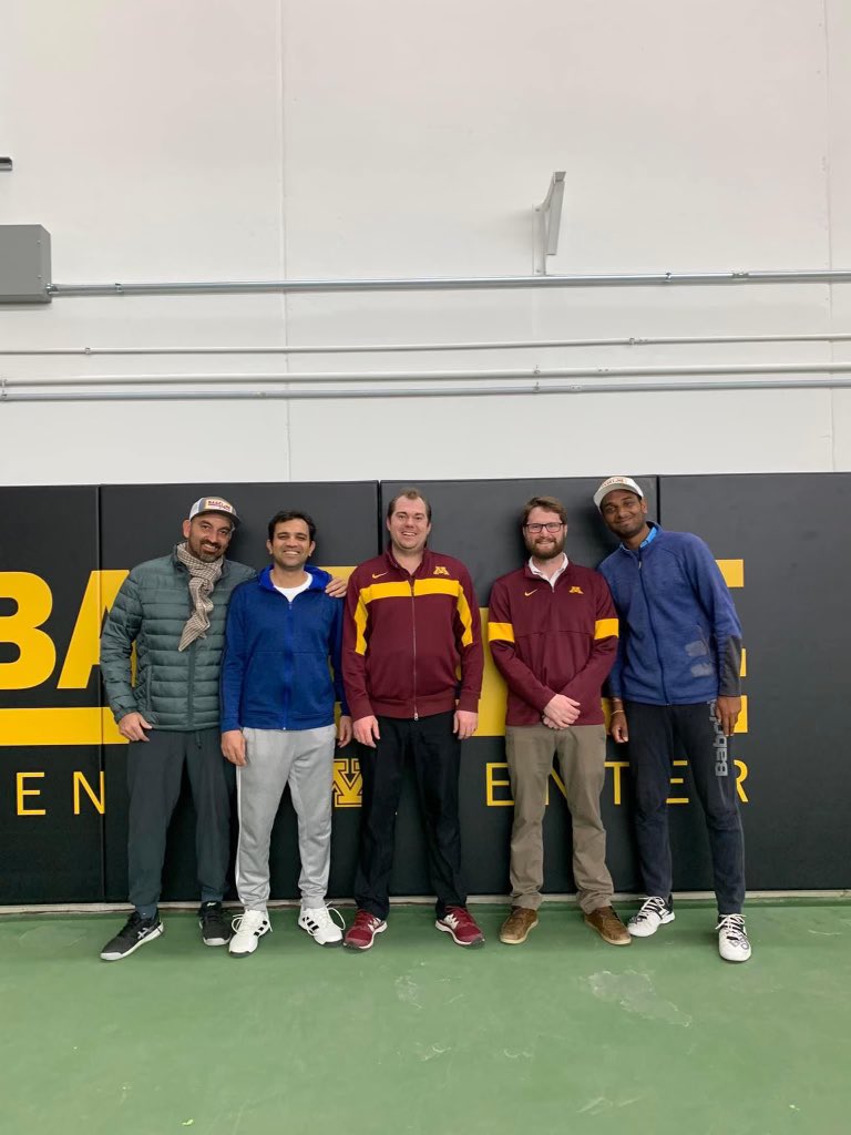Play where the pros play😎

Happy to have <a href="/puravraja/">theRAJA</a> and <a href="/ramkumar1994/">Ramkumar Ramanathan</a> come in with Gopher Alum and teaching pro <a href="/MankadH/">Harsh Mankad</a> to get a few hits in! <a href="/TenicityMN/">Tenicity Tennis Program</a> #UMN #GoGophers〽️