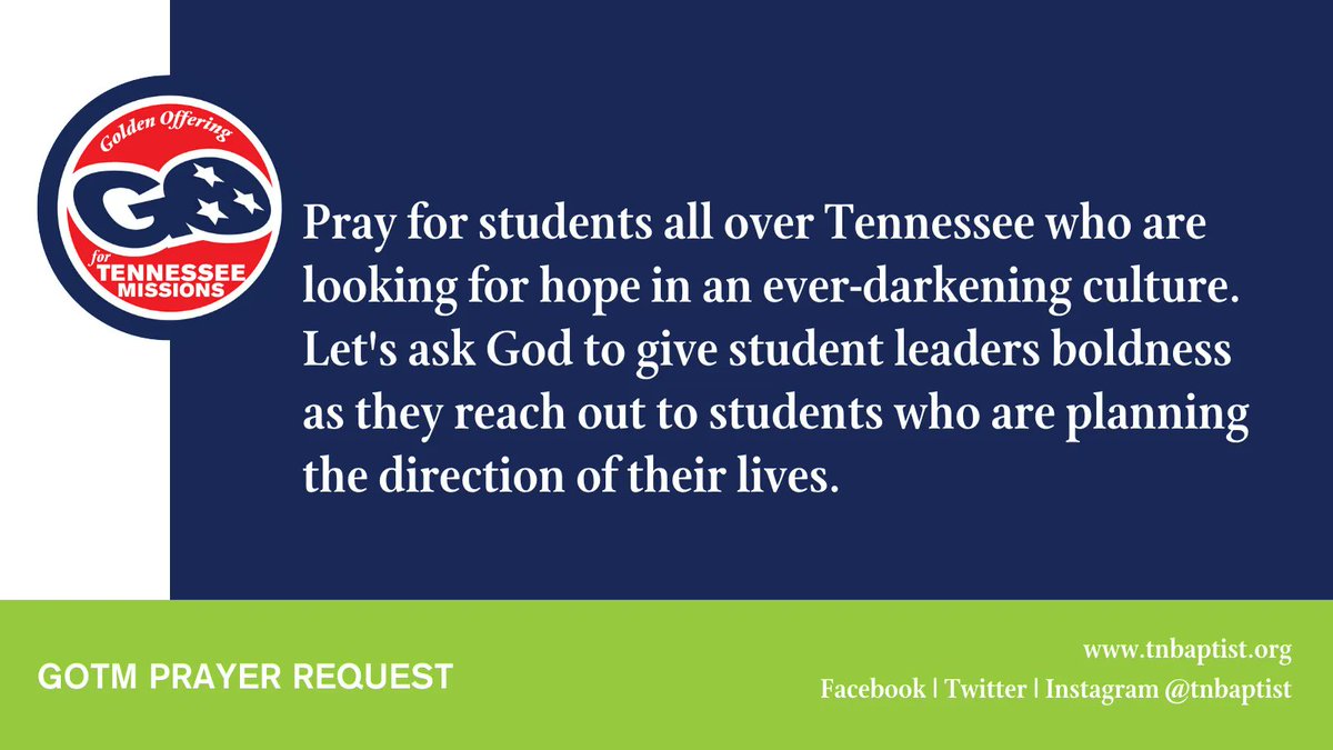 tnbaptist's tweet photo. College students aren't just the generation of the future, they are the generation of the now. #gotm #goldenoffering #doingmoretogether #tennesseebaptists #tnbcm https://t.co/TzMCLxtulA