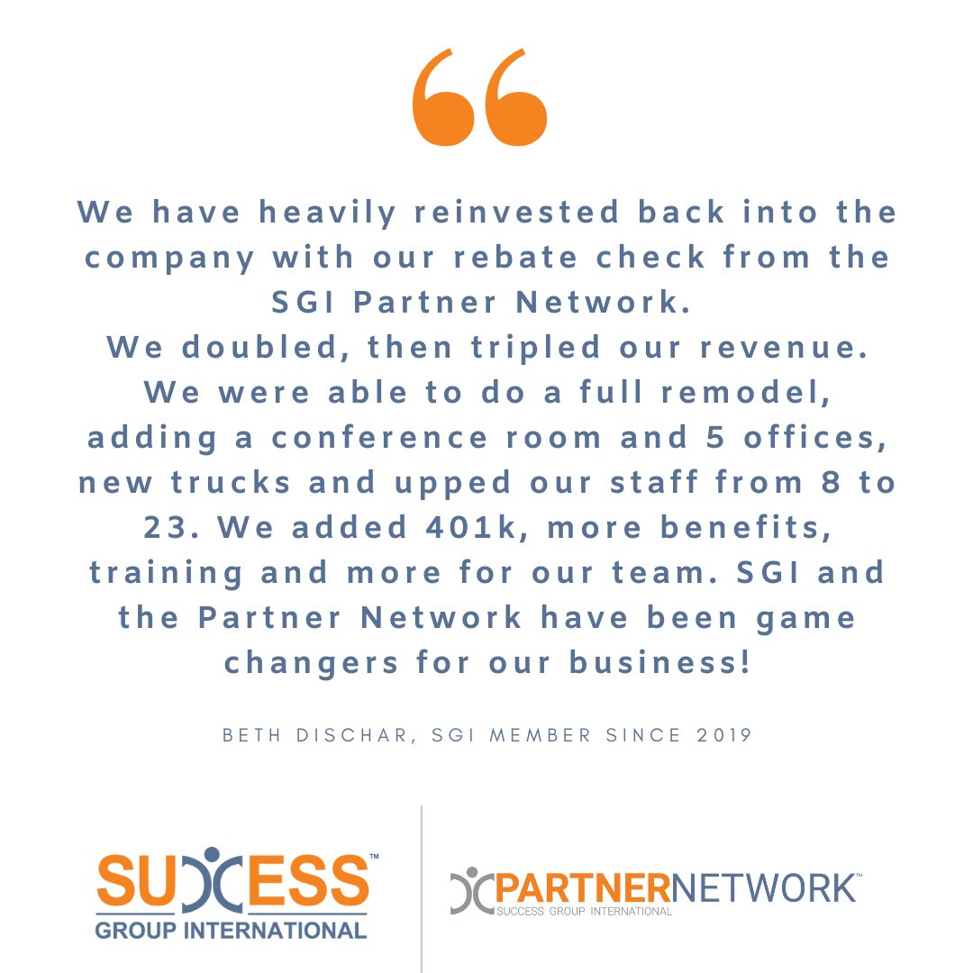 certain_path's tweet image. Big shoutout to the SGI Partner Network this #TestimonialTuesday! How do you spend your Partner Network rebate checks? 

#executiveperspective #IAmCommitted #SuccessGroup #HVAC #Electrician #plumbinglife #roofing #businessstrategy #contractorlife #businessowner #leadership