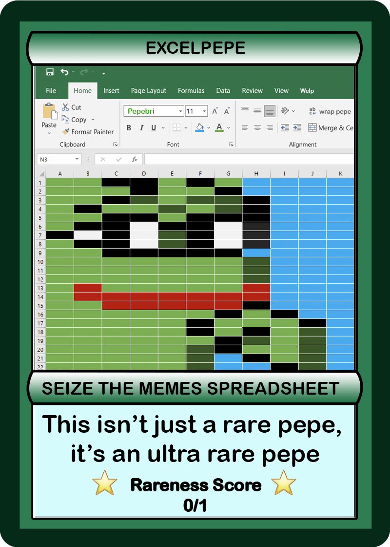 EXCEL !? EXCEL AT WHAT 😂!??
(50 ISSUED,LOCKED,0.009BTC)
xchain.io/tx/4f0778742d9…

#xcpcounterparty #NFTCollector #NFT #CryptoArt  #NFTCommunity #kaleidoscopexcp #Bitcoin #rarepepe