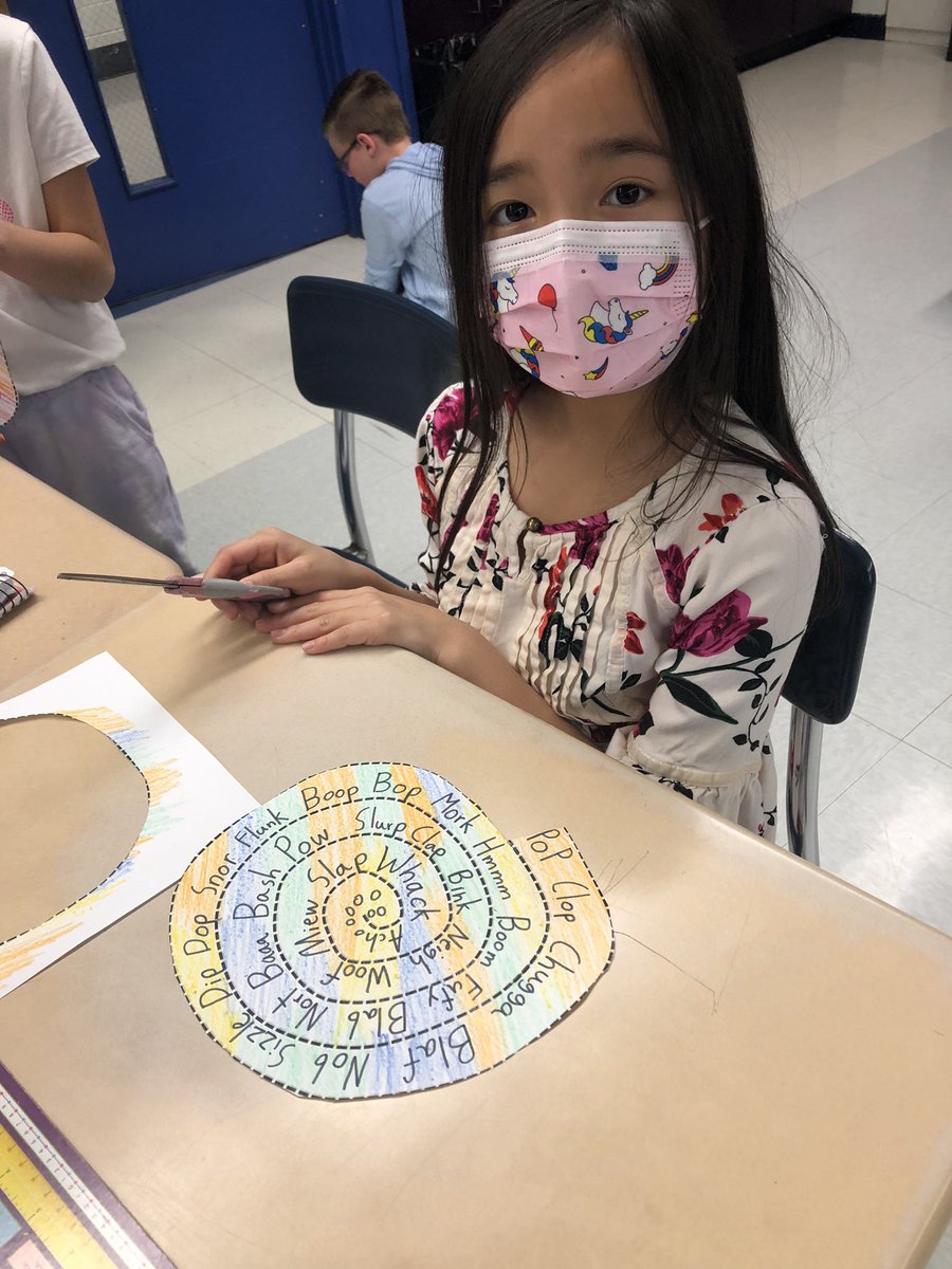 Mrs_Scimeca's tweet photo. BOOM! POW! SPLAT! We made onomatopoeia spirals today! @WindsorWildcats https://t.co/mjY8ExID3J