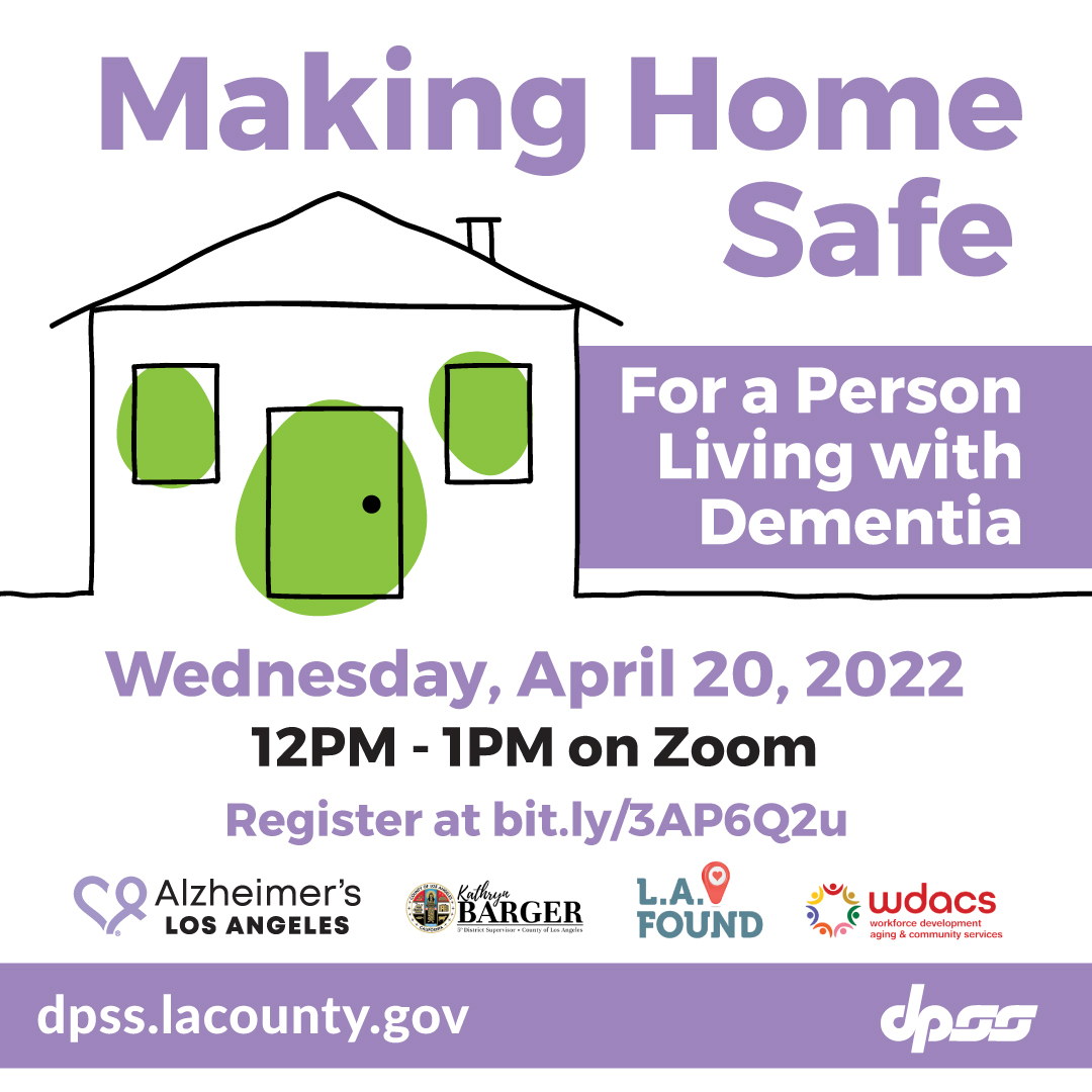 LACo_DPSS's tweet photo. Join @AlzheimersLA @kathrynbarger @LAFound1 for a webinar to learn how to keep your family member safe at home #Alzheimers #dementia 4/20 at 12 pm https://t.co/Wrz5SZE6Ad
#dementia #Alzheimers #caregiver #IHSSProvider #safeathome #losangeles @CountyofLA https://t.co/mr7m2MhdkV