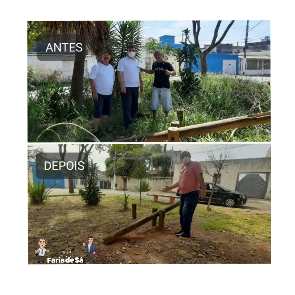 Coimbrajrc's tweet photo. Gabinete Vereador Faria de Sá atendendo reivindicações dos líderes comunitários Anacleto Barbosa Pereira e DIDI. 
Capinação e limpeza na Praça Inspetor Paulo Sampaio - Vila Buenos Aires.  Zona Leste 
Ofício n°060524317
Serviço executado Subprefeitura Penha https://t.co/aNvAqUGLb5