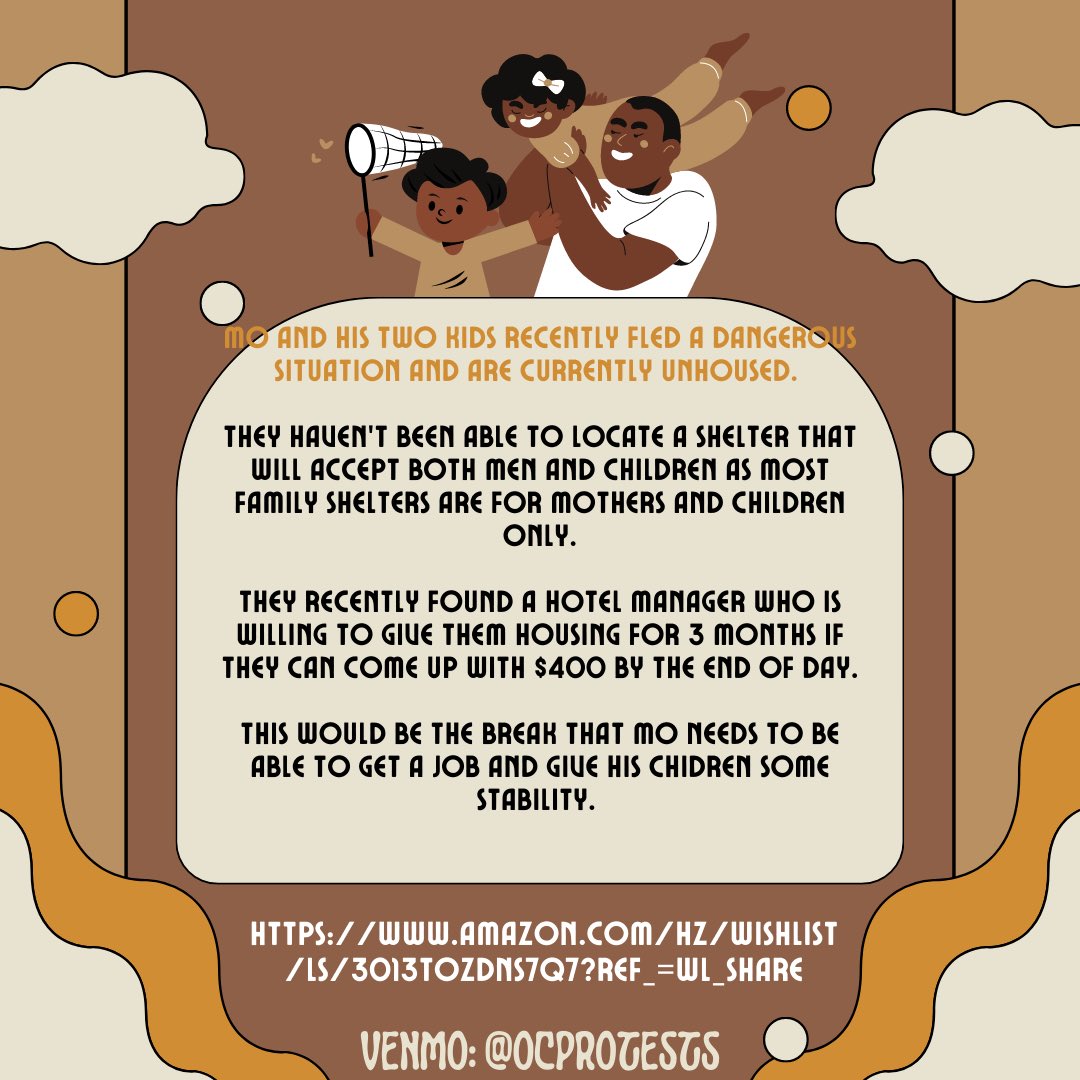 OCprotests's tweet photo. We really need your support with this one. Help Mo get back on his feet and his children get off of the streets. If you can’t donate please share. 🔗 in bio https://t.co/IJMGZzEUTi