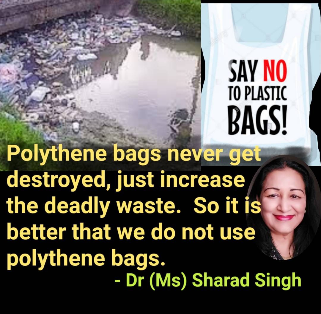 MissSharadSingh's tweet photo. 12.04. 2022 .. पॉलीथिन बैग्स कभी नष्ट नहीं होते हैं, बस घातक कचरा बढ़ाते हैं। इसलिए बेहतर है कि हम पॉलीथिन बैग्स का उपयोग न करें। - डॉ (सुश्री) शरद सिह
#MyClimateDiary
#ClimateCahnge
#SaveClimate
#AwarenessForClimate
#OurClimateOurLife
#OurClimate #saynoplasticbags https://t.co/9slbP2bwDy