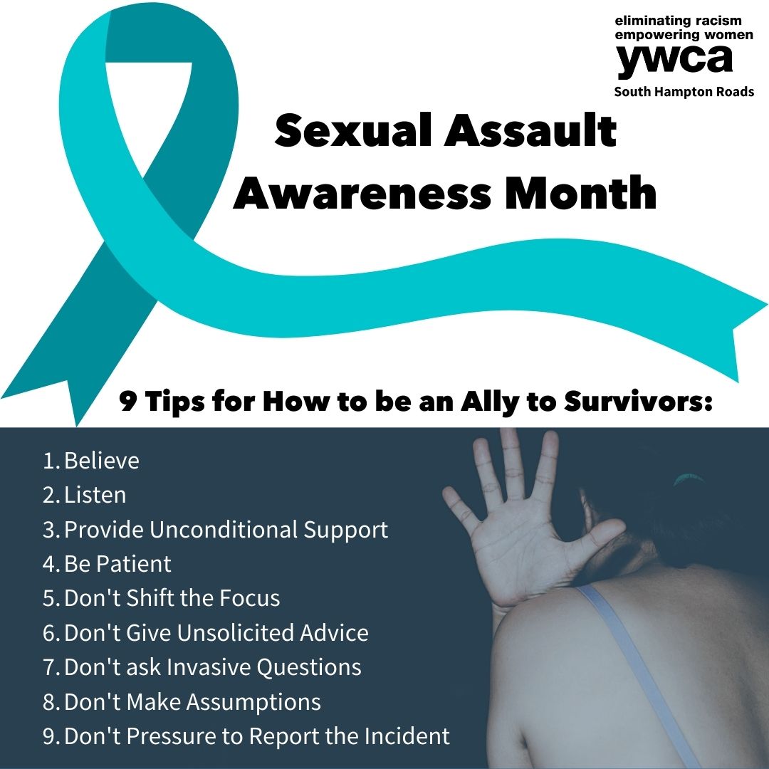 YWCASHR's tweet photo. Throughout April, we raise awareness for sexual violence. Sexual violence does not discriminate & it takes place everyday. Below are tips on how to be supportive to survivors of sexual violence. #ywcashr #YWCAIsOnAMission #SexualAssaultAwareness https://t.co/LNqivotxfJ