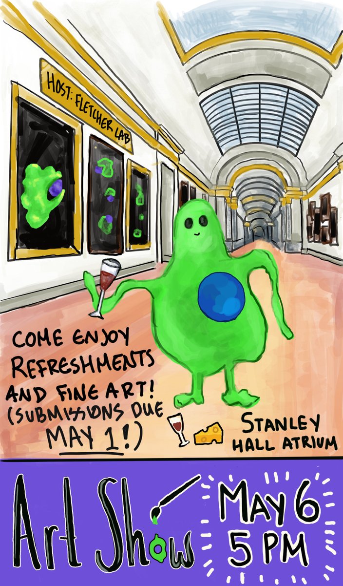 FletcherLab_UCB's tweet photo. We would like to invite everybody to our annual Art Show on May 6th, 2022. We are encouraging everyone to submit a piece of art (scientifically related or not), please help us spread the word! @UCBerkeley @QB3Berkeley @BerkeleyBioE @UCB_Biophysics https://t.co/jBJTaKOzxp