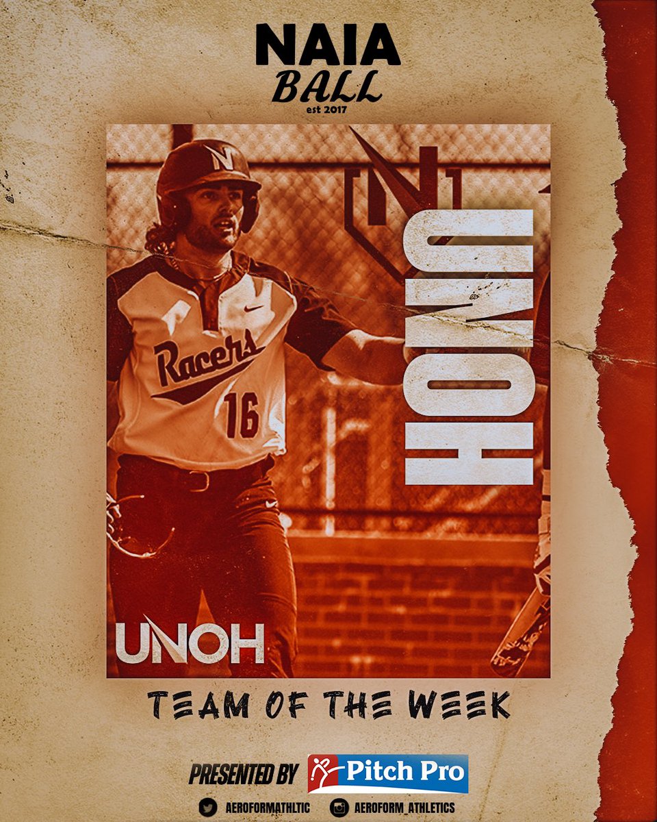 NAIABall's tweet photo. The NAIA Ball Team of the Week presented by @AeroformAthltic is the University of Northwestern Ohio

UNOH finished last week with an unbeaten record of 6-0 in WHAC play. The Racers carried a 13 game winning streak and No. 23 national ranking into this week #NAIABaseball https://t.co/6vGsF3Tytb