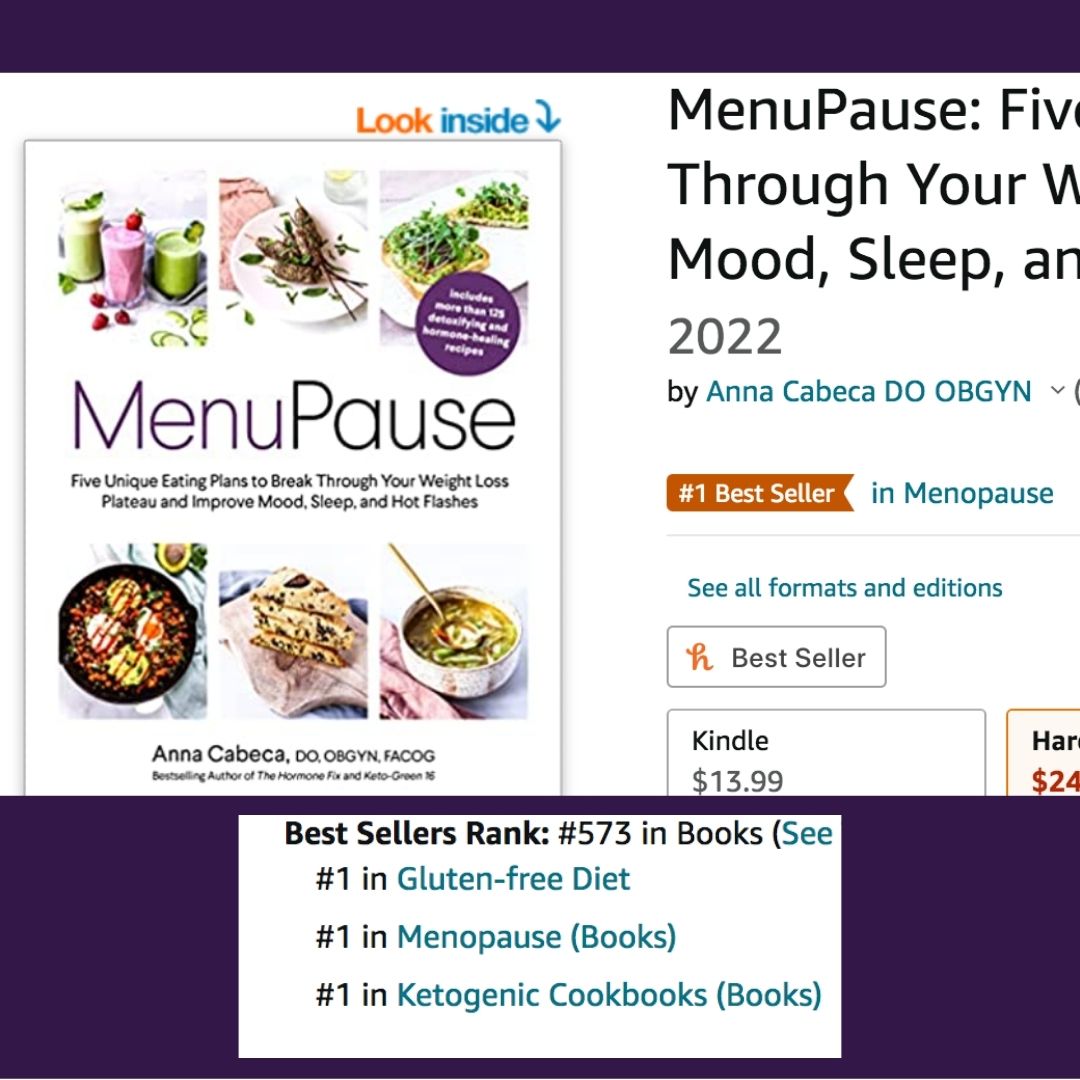 DrAnnaCabeca's tweet photo. Wow! Thank you everyone who helped make this happen! It’s the first day of the #MenuPauseBook release and it is currently ranked #1 on Amazon in:
Gluten-Free diet, Menopause books & Ketogenic Cookbooks #MenuPause #ketogeniccookbook #menopause #ketoformenopause #ketogreen https://t.co/lWSVC246tR