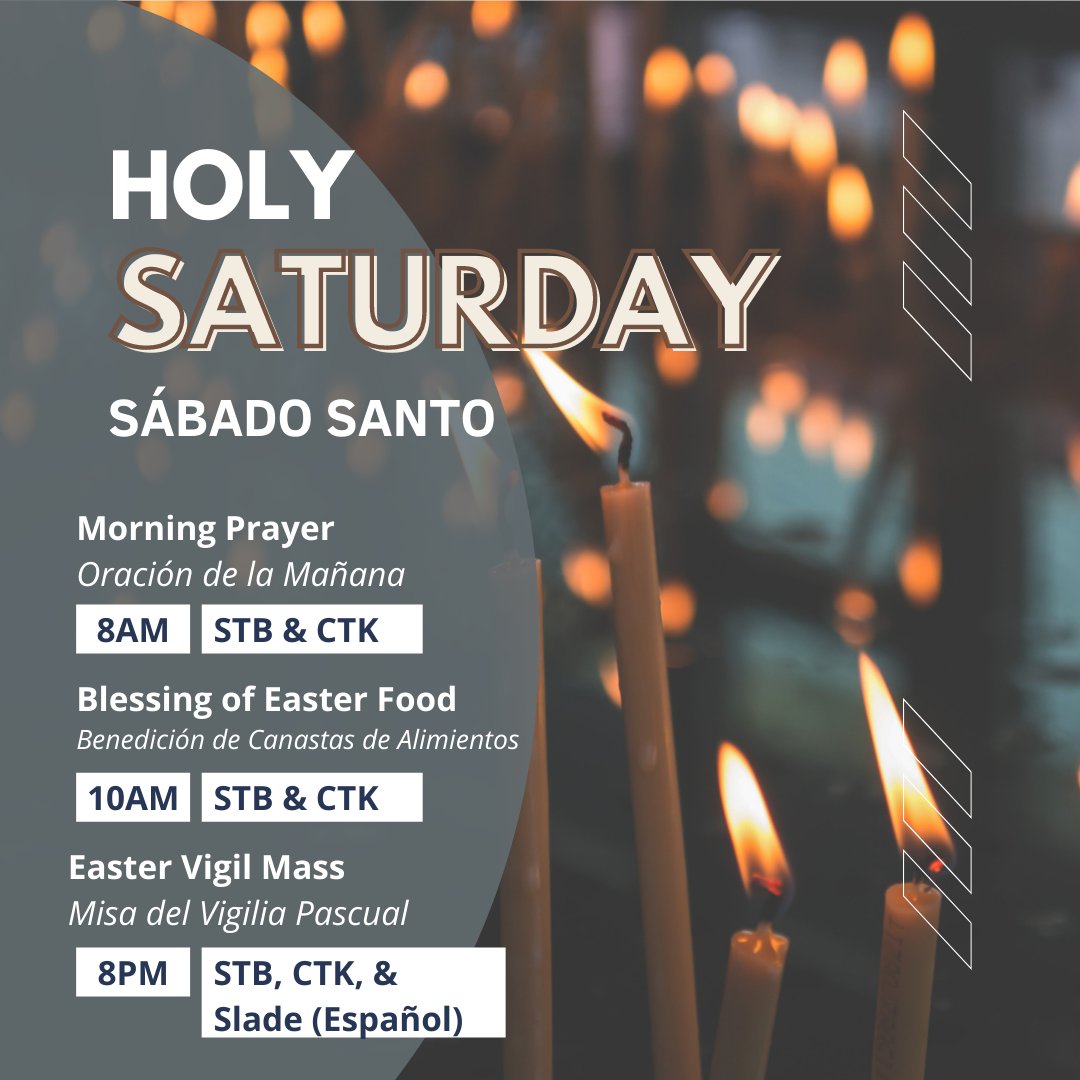 StBCtKYM's tweet photo. Here's an overview of when &amp; where to celebrate Holy Week 2022 liturgies in our parishes!
.
¡Aquí hay una visión general de cuándo y dónde  celebrar las liturgias de la Semana Santa de 2022 en nuestras parroquias! https://t.co/c5iwdTHWj9