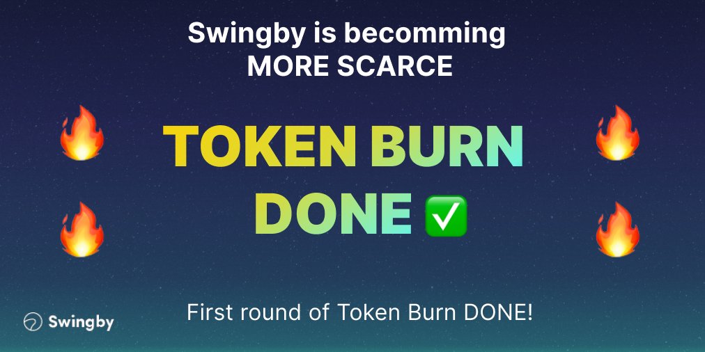 SwingbyProtocol's tweet photo. TOKEN BURN EXECUTED‼️🥳

10M from the 75M tokens have been Burnt✅

The ROADMAP continues as planned 🙌🏻

Skypools UI is DAYS AWAY 🚀

#Swingby #SwingbyDAO #CommunityPower https://t.co/eYwcgaPVKF