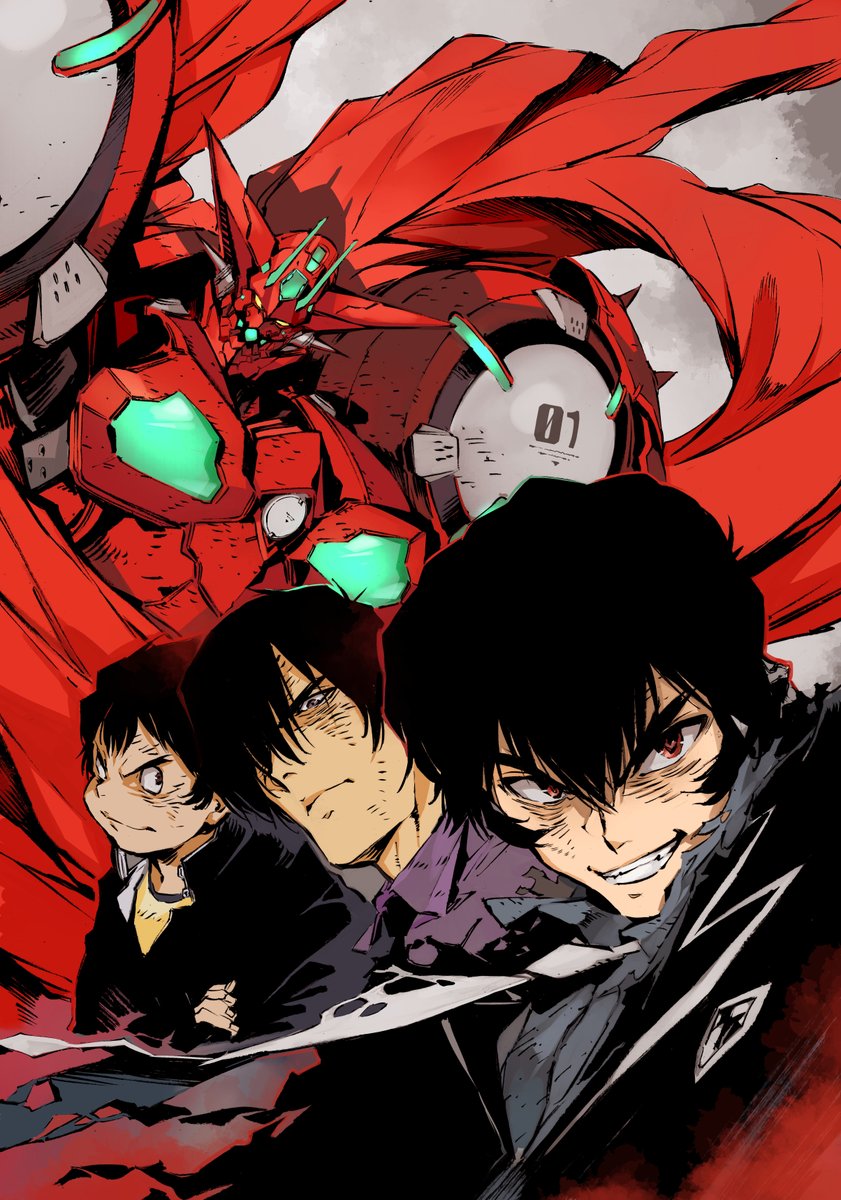 mecha robot multiple boys black hair super robot science fiction male focus  illustration images