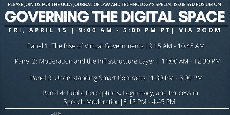 JoltUcla's tweet photo. Make sure to join us this Friday for a special symposium on governing the digital space. Register to join us on zoom or in person here: https://t.co/gDIrnIG4Qc https://t.co/mypa4IuCCv