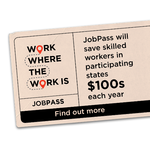 amec_org's tweet photo. Are you a licensed or registered worker who wants to work where the work is? JobPass could save you hundreds of dollars each year! Find out if JobPass works for you – https://t.co/rTok0FkKNN 

#JobPass #OccupationalMobility #DeregulationAgenda https://t.co/qbcJBroeqf