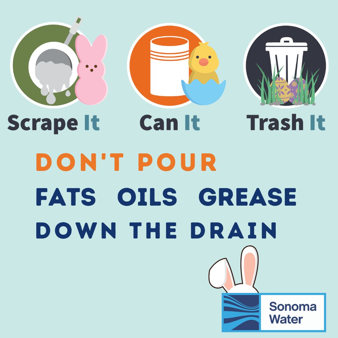 sonomawater's tweet image. Scrape it. Can it. Trash it. 
Don't pour fats, oil or grease down the drain
🥘 🥫 🗑️
Limpia. Enlata. Tira a la basura.
No tires grasas, aceites o mantecas por el drenaje